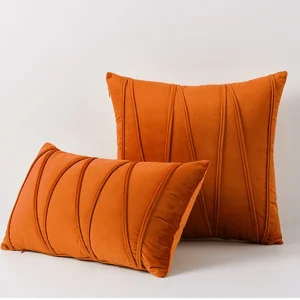 Housse de coussin en velours chic orange
