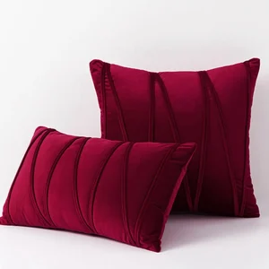 Housse de coussin rouge bordeaux - velours chic