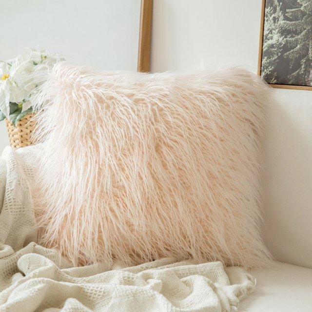 housse polaire beige coussin 45x45