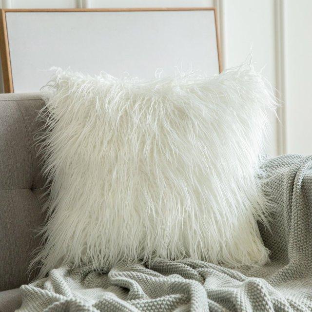 housse de coussin polaire blanc