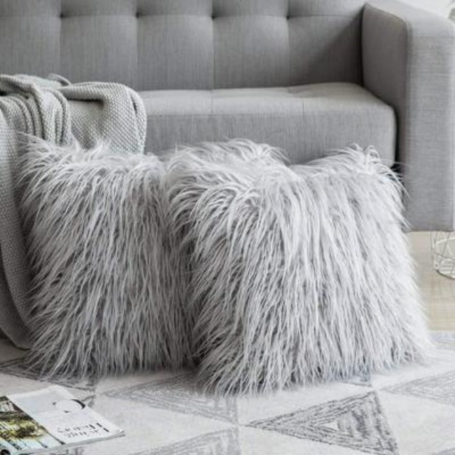housse de coussin polaire grise