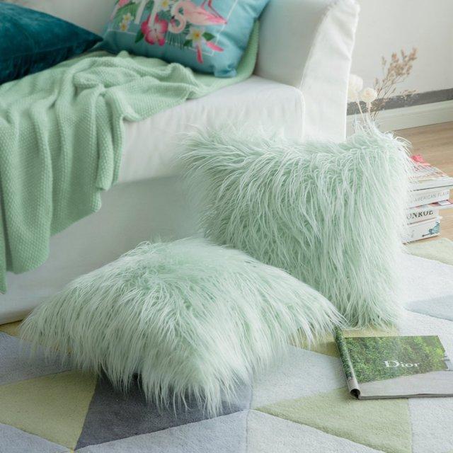 housse coussin polaire vert d'eau