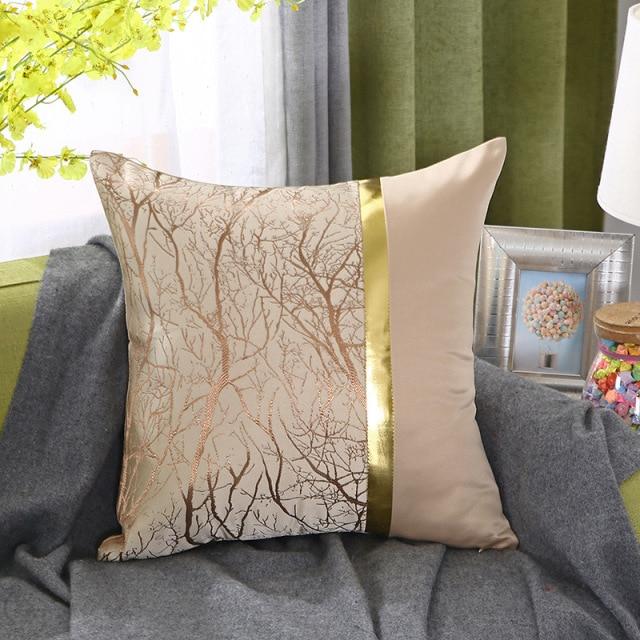 housse coussin soie bronze or