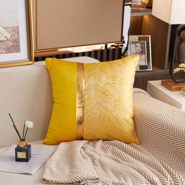 housse de coussin en soie jaune