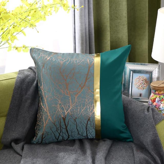Housse de coussin en soie verte