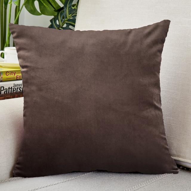Housse de coussin velours marron 45x45cm