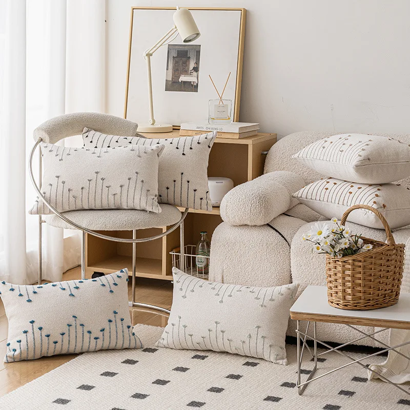 coussin design minimaliste gris et blanc