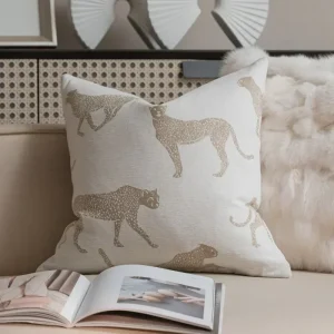 housse de coussin jacquard animal avoine