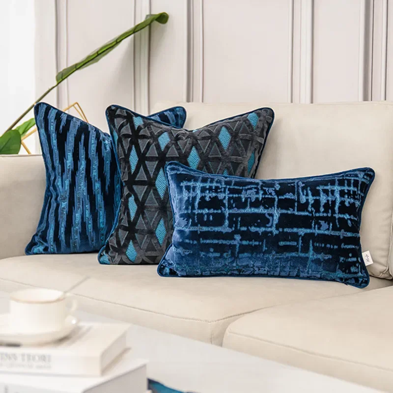 coussin bleu haut de gamme
