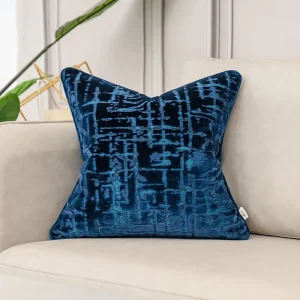 housse coussin velours bleu