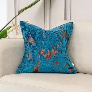 Housse de coussin velours bleu luxe à motif