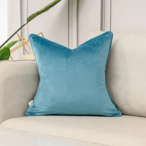 housse de coussin en velours bleu