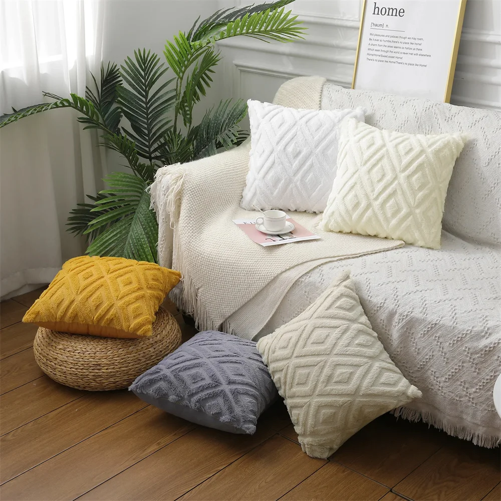 Housse de coussin, en fausse fourrure - rouge – Image 4