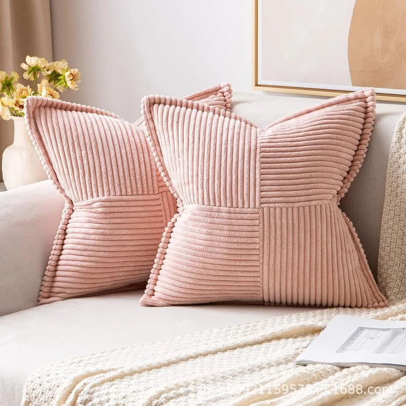 housse de coussin en velours rose