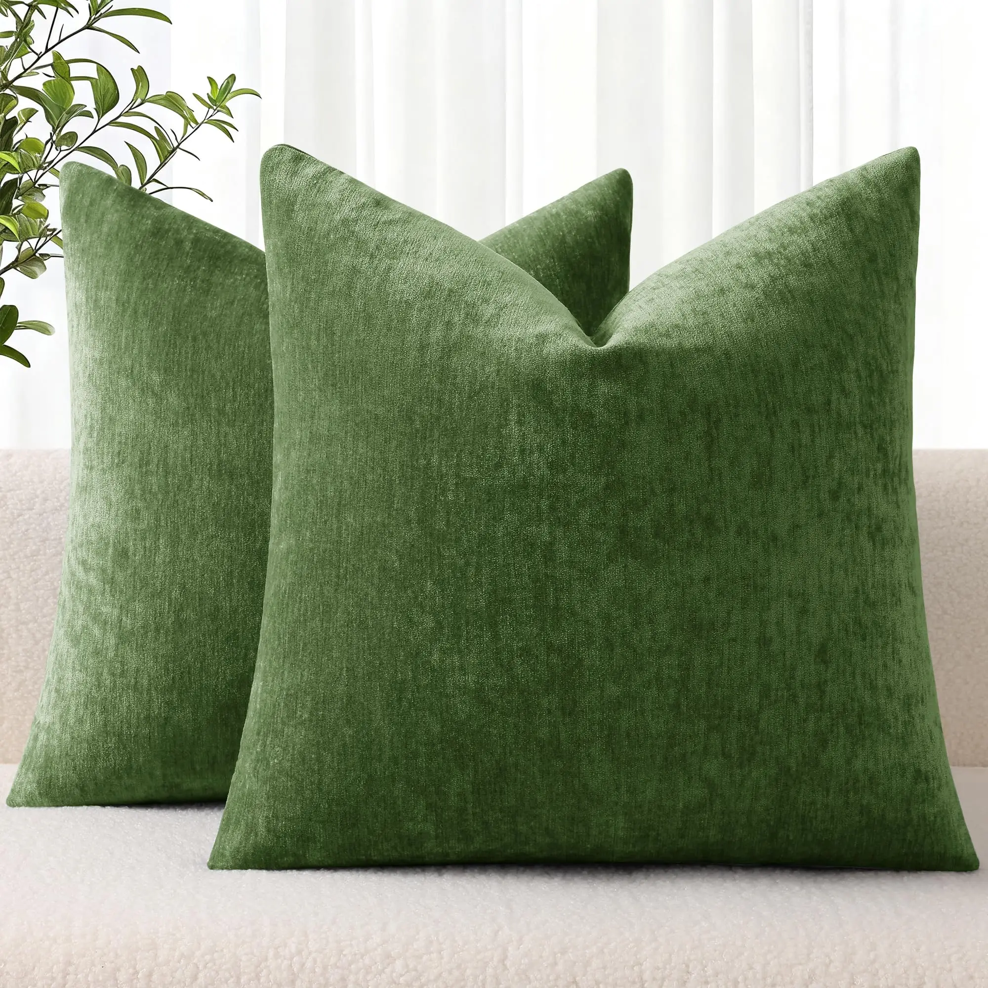 housses de coussin vert mousse