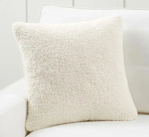 Housse de coussin en peluche douce et cosy - blanche