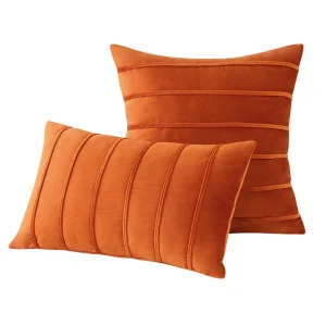 housse de coussin en velours orange