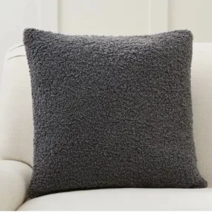 Housse de coussin en peluche douce et cosy - grise