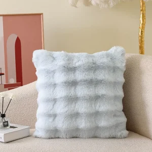 housse de coussin en peluche bleue