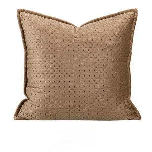 Housse de coussin 50 x 50 cm en velours beige taupe – Élégante et intemporelle