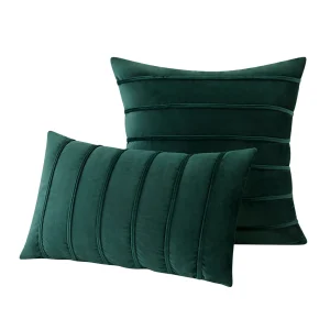 housse de coussin en velours verte