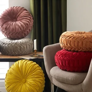 coussins velours ronds