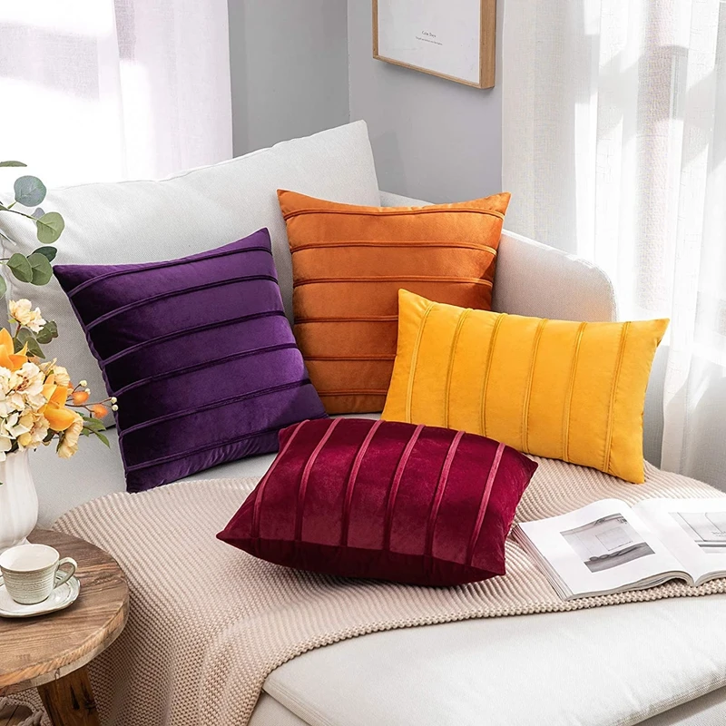 Housse de coussin en velours – rayures unies – blanche – Image 3